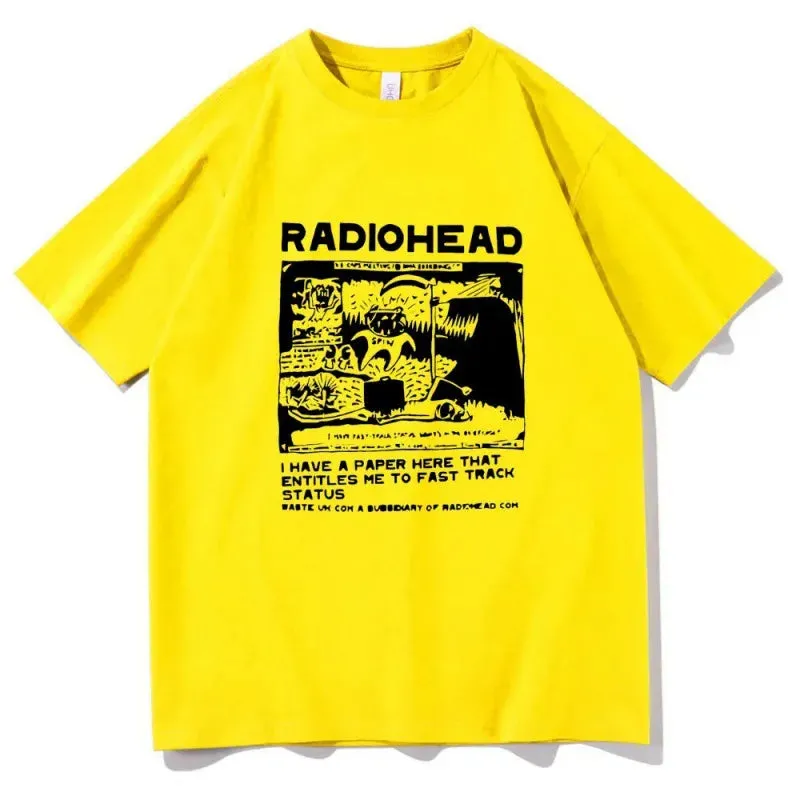 Radiohead T-Shirts Indie Rock Band Anime T-Shirt Summer Men's High Quality Popular Cotton T-Shirt