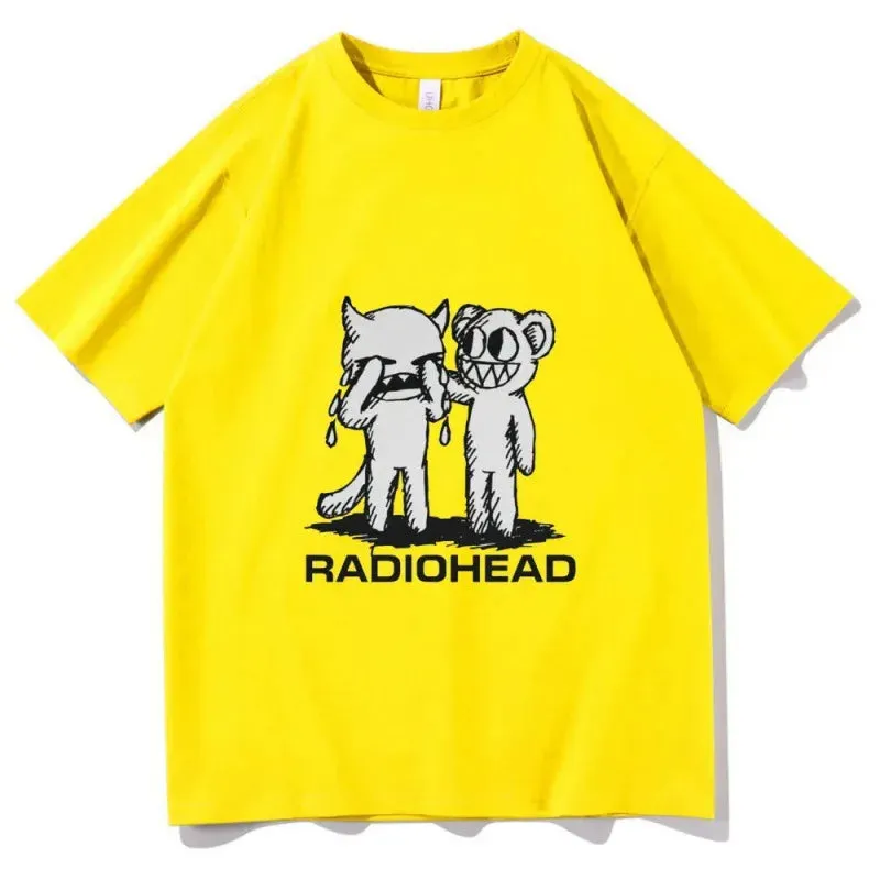 Radiohead T-Shirts Indie Rock Band Anime T-Shirt Summer Men's High Quality Popular Cotton T-Shirt