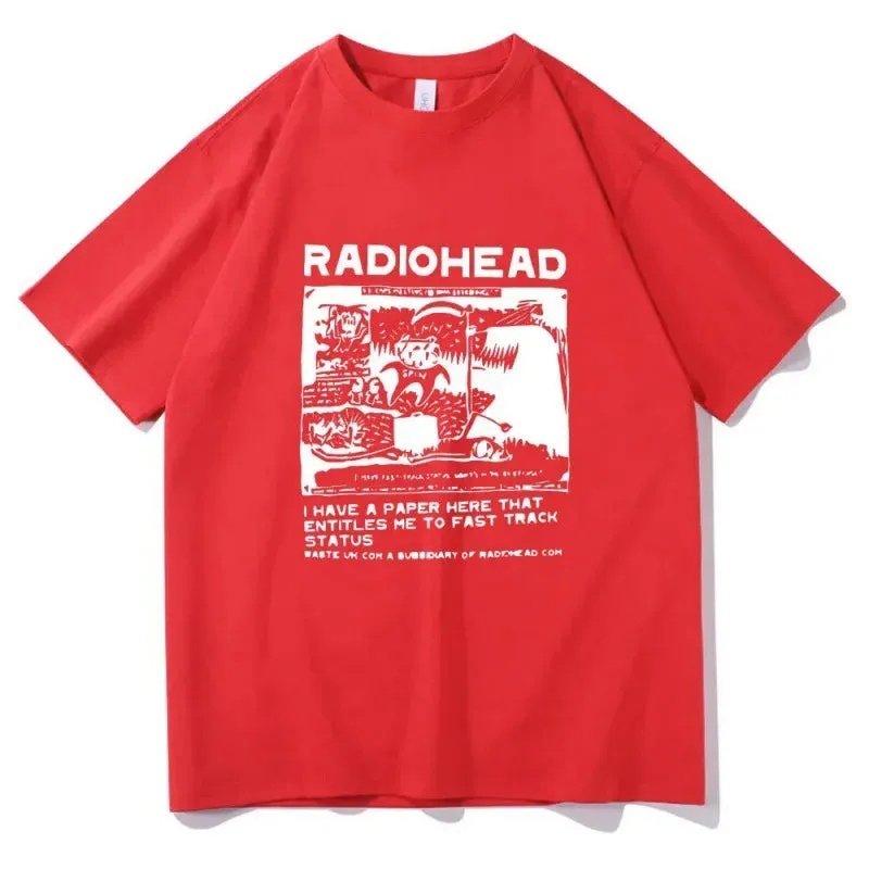 Radiohead T-Shirts Indie Rock Band Anime T-Shirt Summer Men's High Quality Popular Cotton T-Shirt