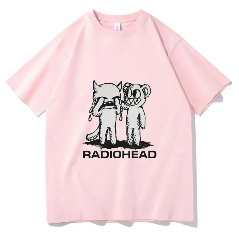 Radiohead T-Shirts Indie Rock Band Anime T-Shirt Summer Men's High Quality Popular Cotton T-Shirt