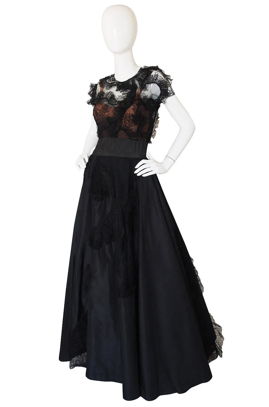 Rare 1942 "It's Not True" Adrian Silk & Lace Gown