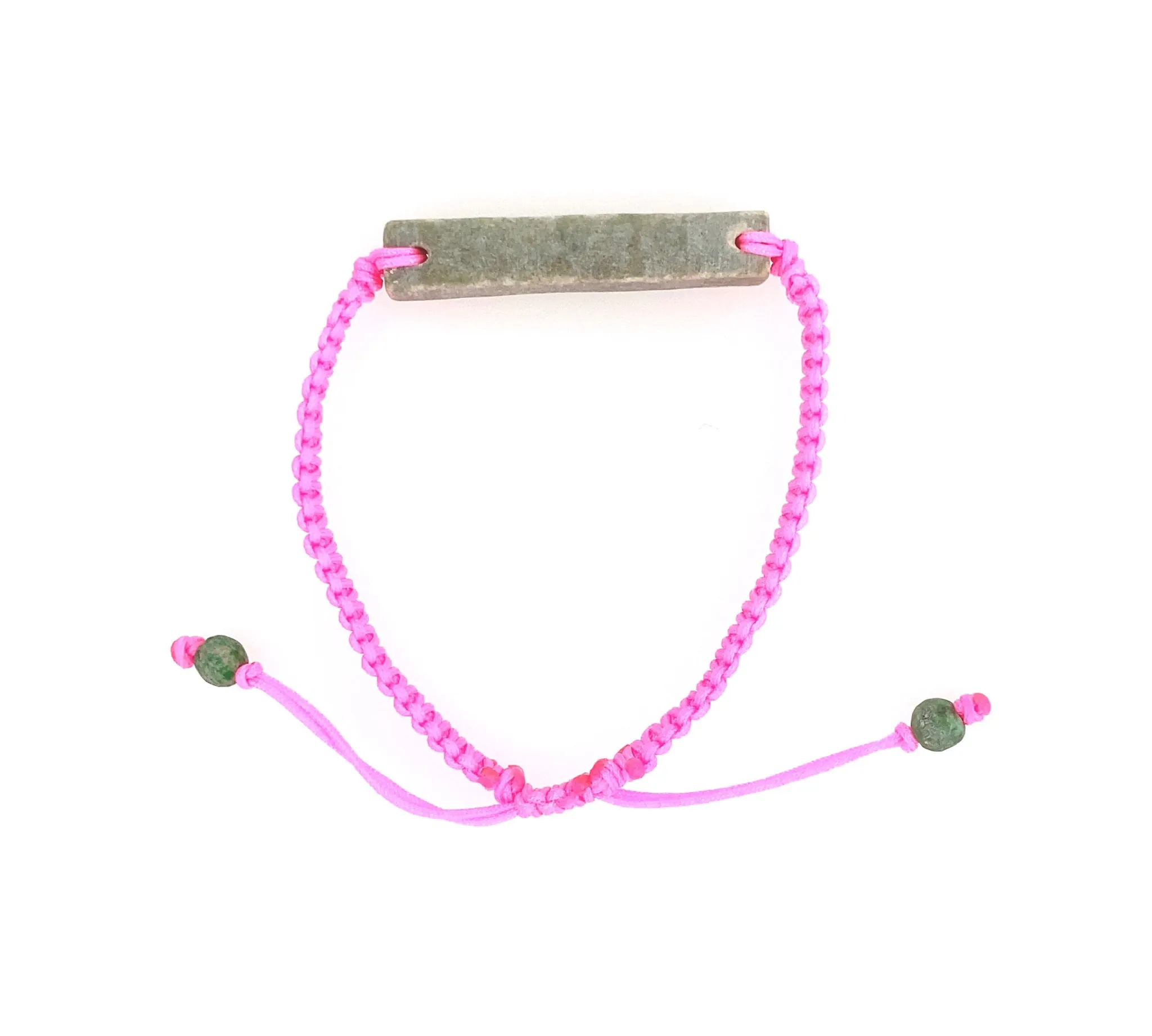 Raw, Natural, Unpolished Burmese Jadeite Silk Adjustable Bracelet