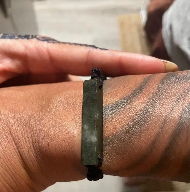 Raw, Natural, Unpolished Burmese Jadeite Silk Adjustable Bracelet