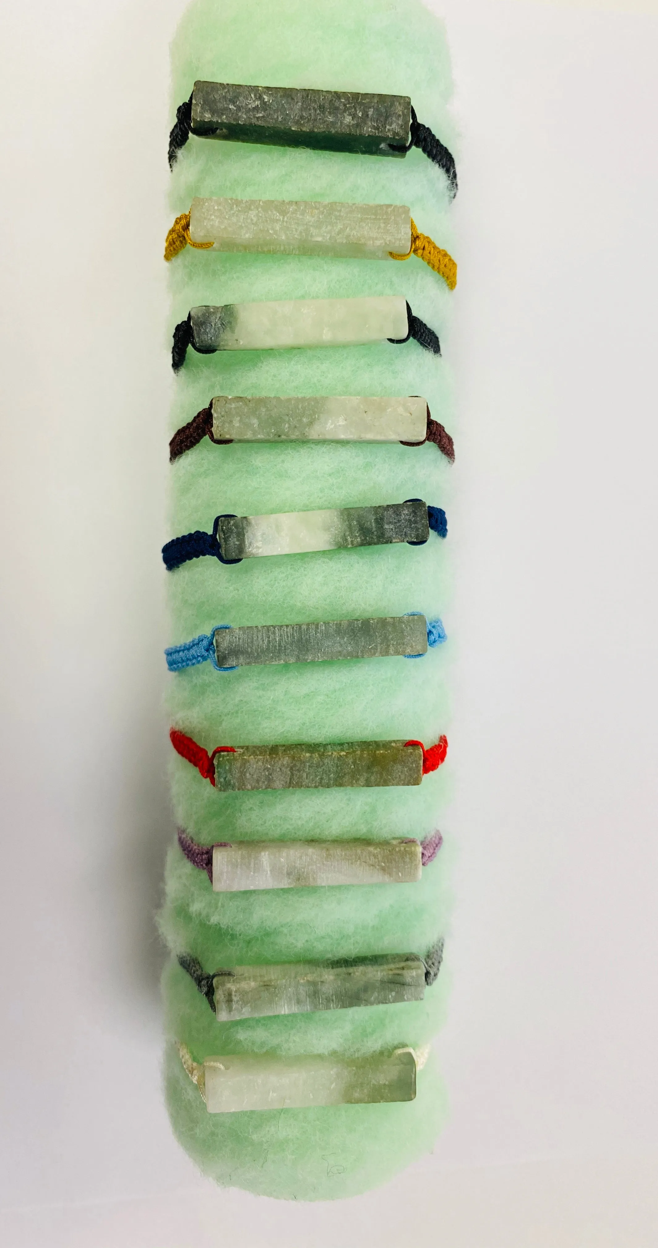 Raw, Natural, Unpolished Burmese Jadeite Silk Adjustable Bracelet