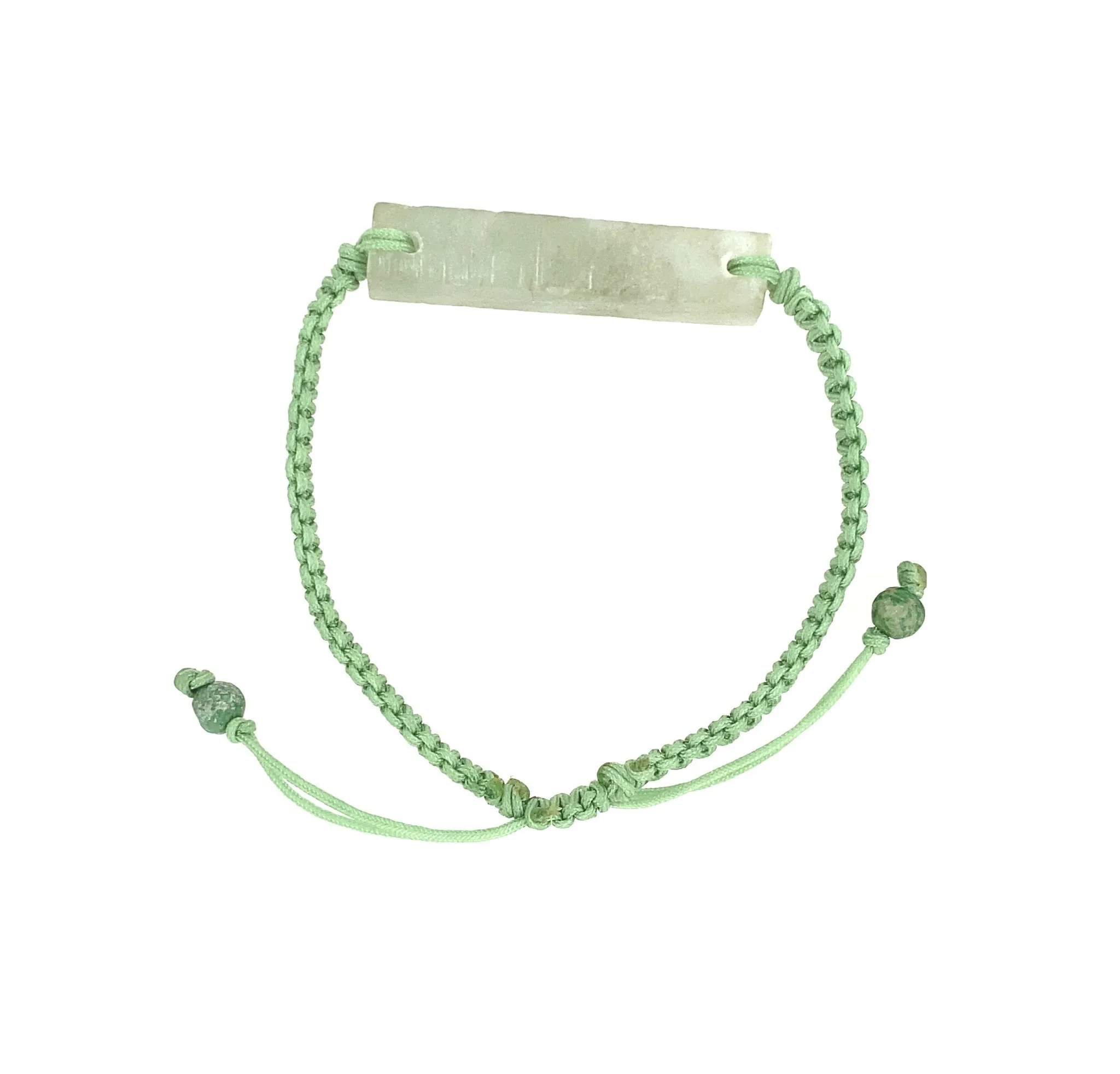 Raw, Natural, Unpolished Burmese Jadeite Silk Adjustable Bracelet