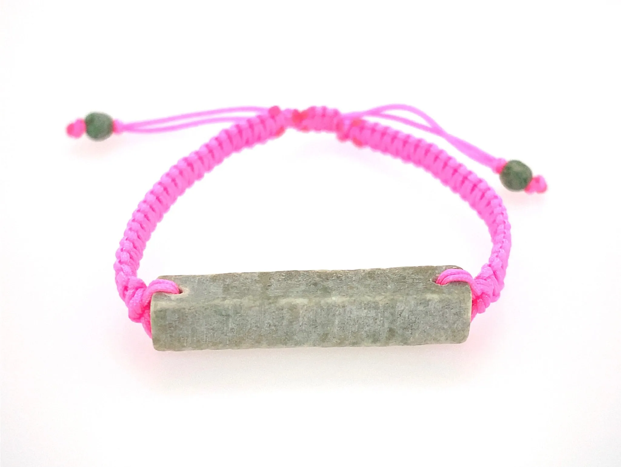 Raw, Natural, Unpolished Burmese Jadeite Silk Adjustable Bracelet