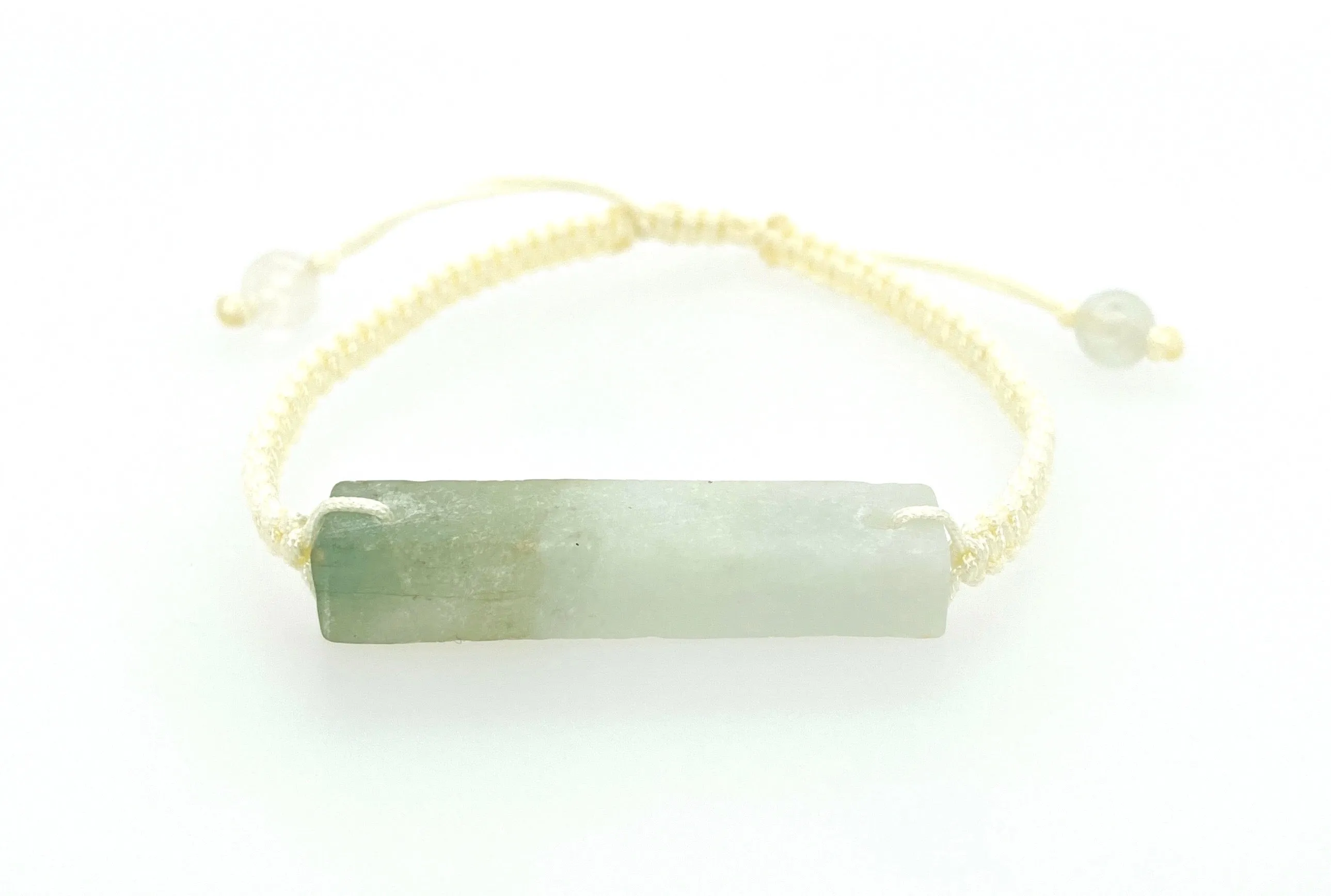 Raw, Natural, Unpolished Burmese Jadeite Silk Adjustable Bracelet