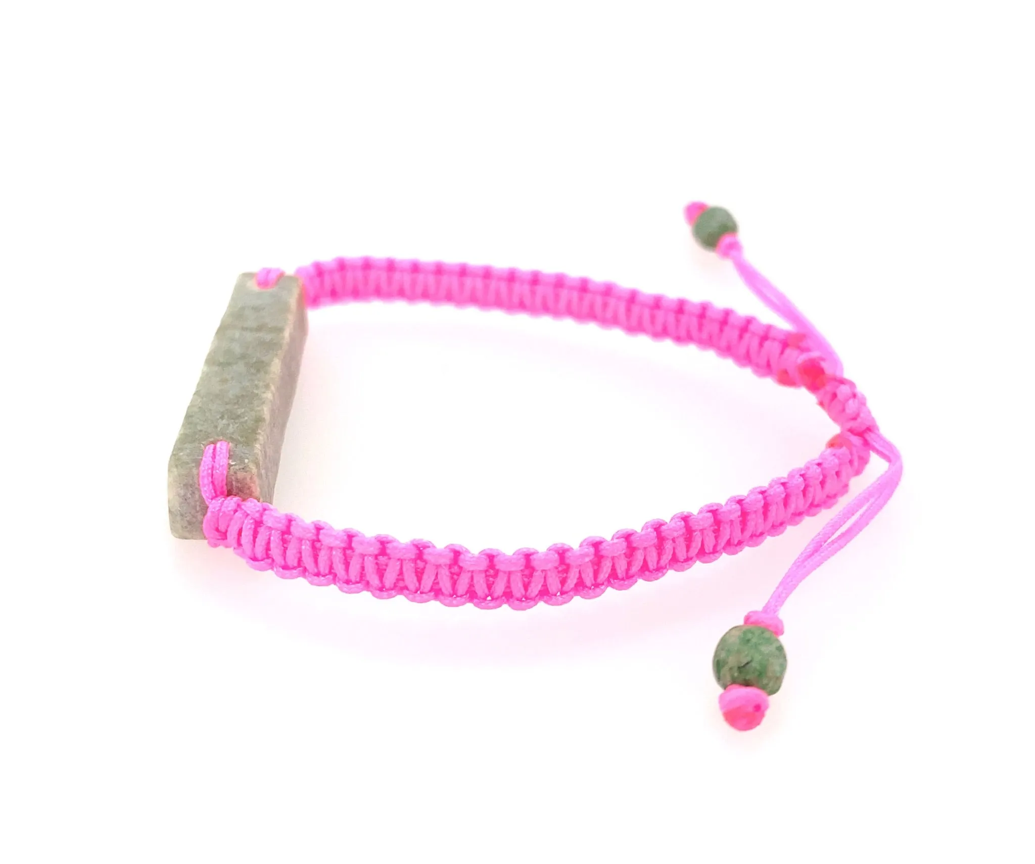 Raw, Natural, Unpolished Burmese Jadeite Silk Adjustable Bracelet