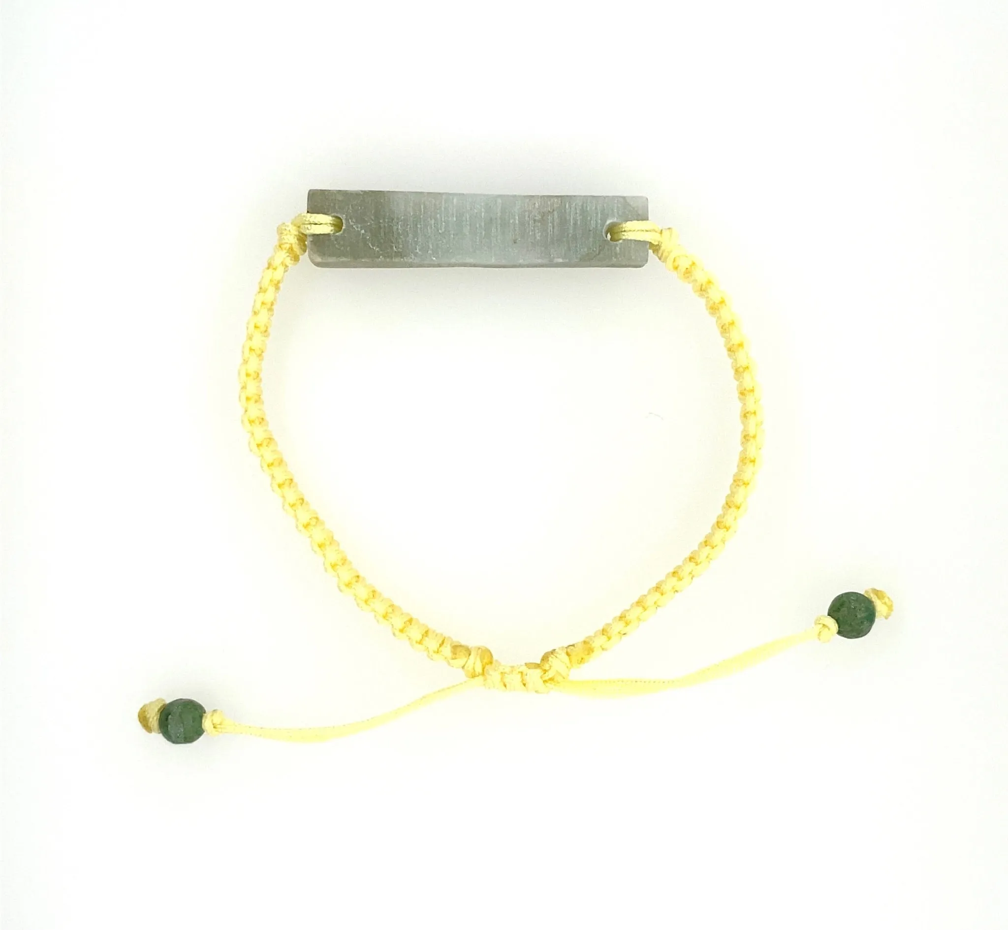 Raw, Natural, Unpolished Burmese Jadeite Silk Adjustable Bracelet