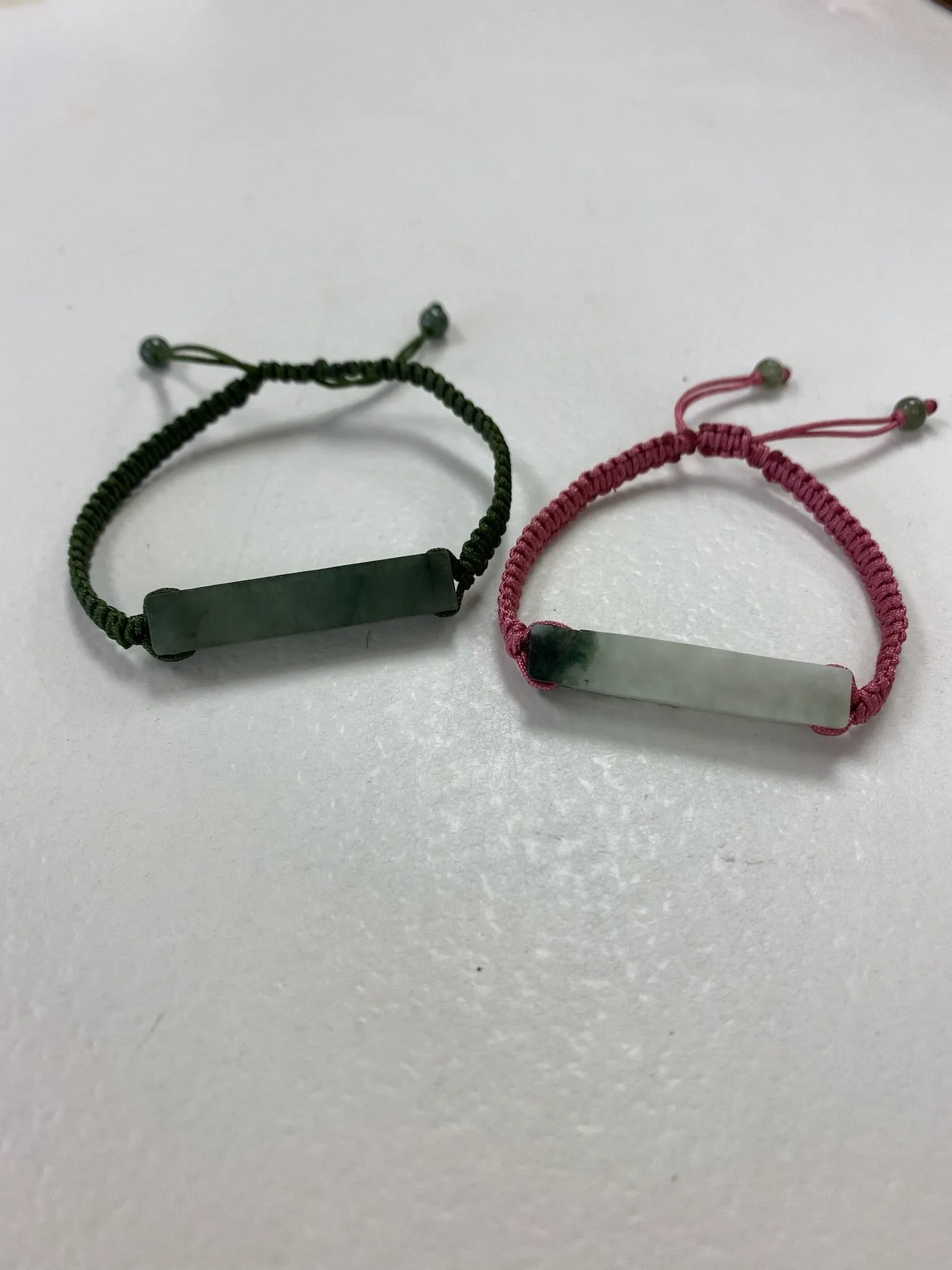 Raw, Natural, Unpolished Burmese Jadeite Silk Adjustable Bracelet