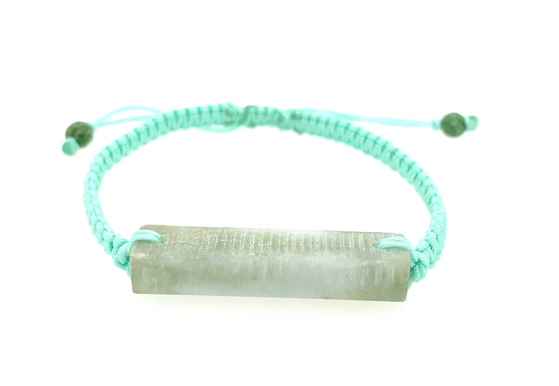 Raw, Natural, Unpolished Burmese Jadeite Silk Adjustable Bracelet