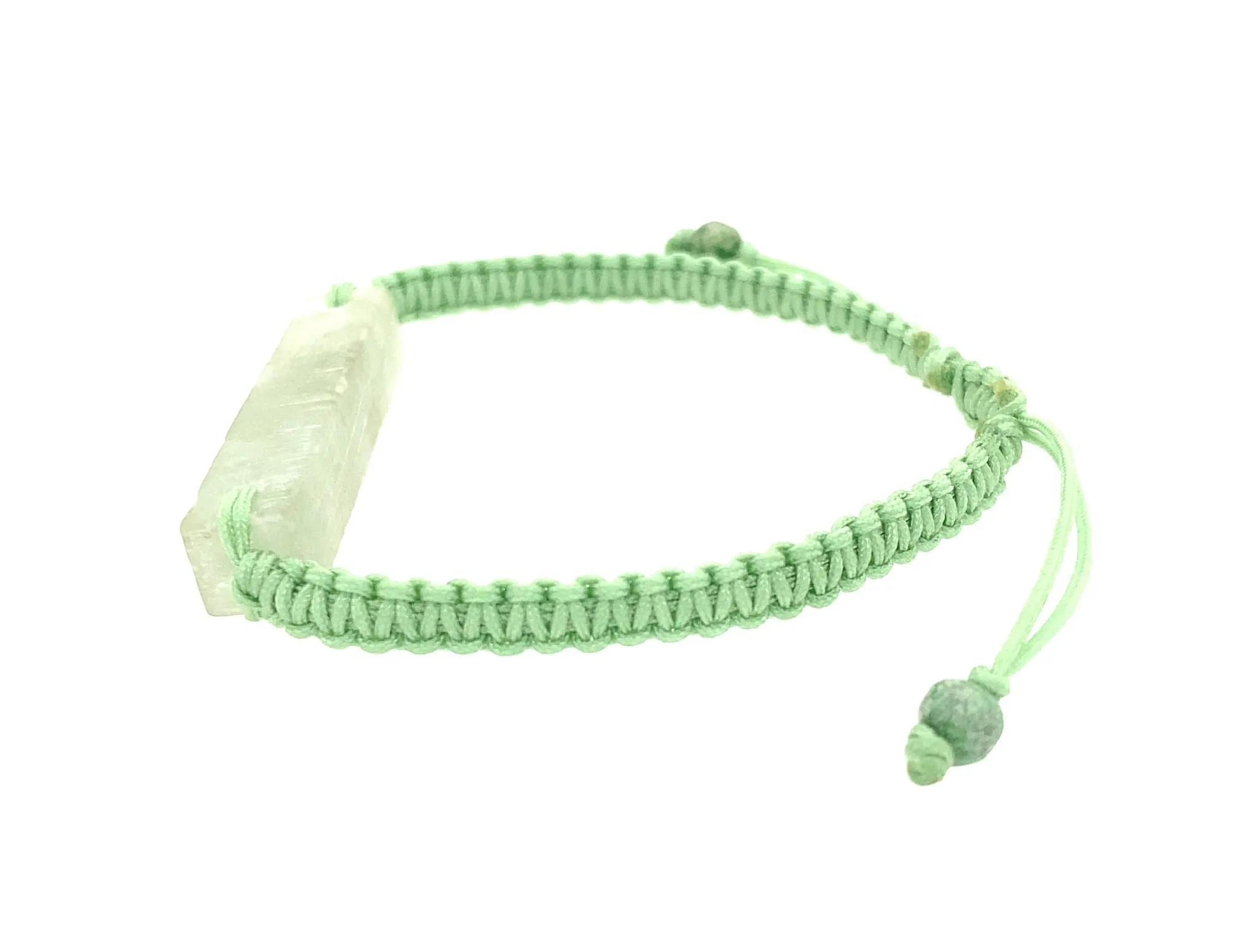 Raw, Natural, Unpolished Burmese Jadeite Silk Adjustable Bracelet