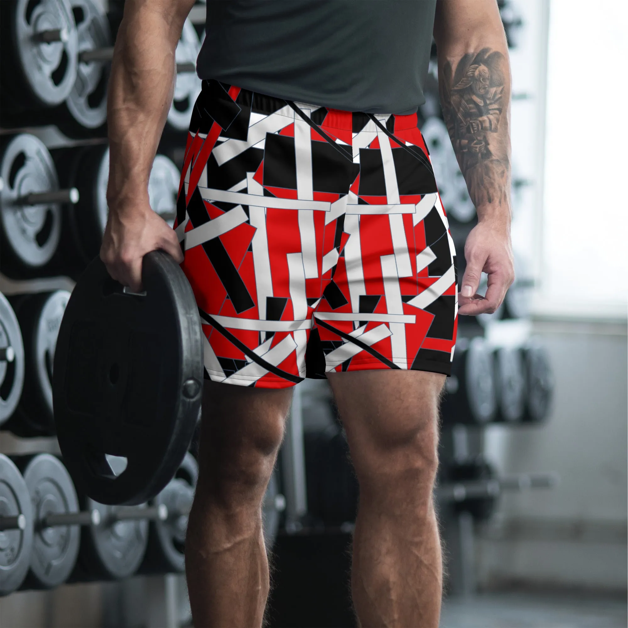 Red Geometric Men's Athletic Shorts