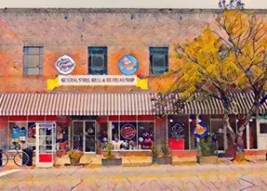 ROCKY'S SODA SHOP NOTE CARD BY JAMIE BIRCH
