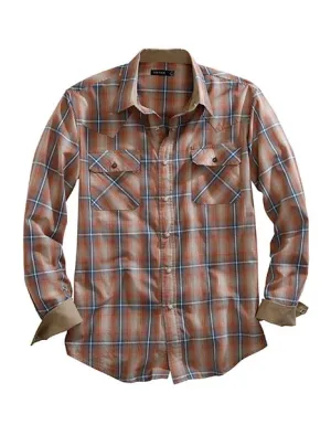 Roper Apparel Tin Haul Collection Men's Brown Plaid Snap Western Shirt