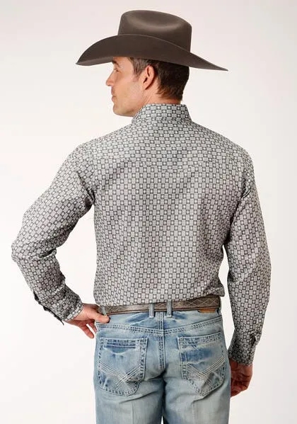 Roper Men's Checked Diamonds Print Long Sleeve Shirt