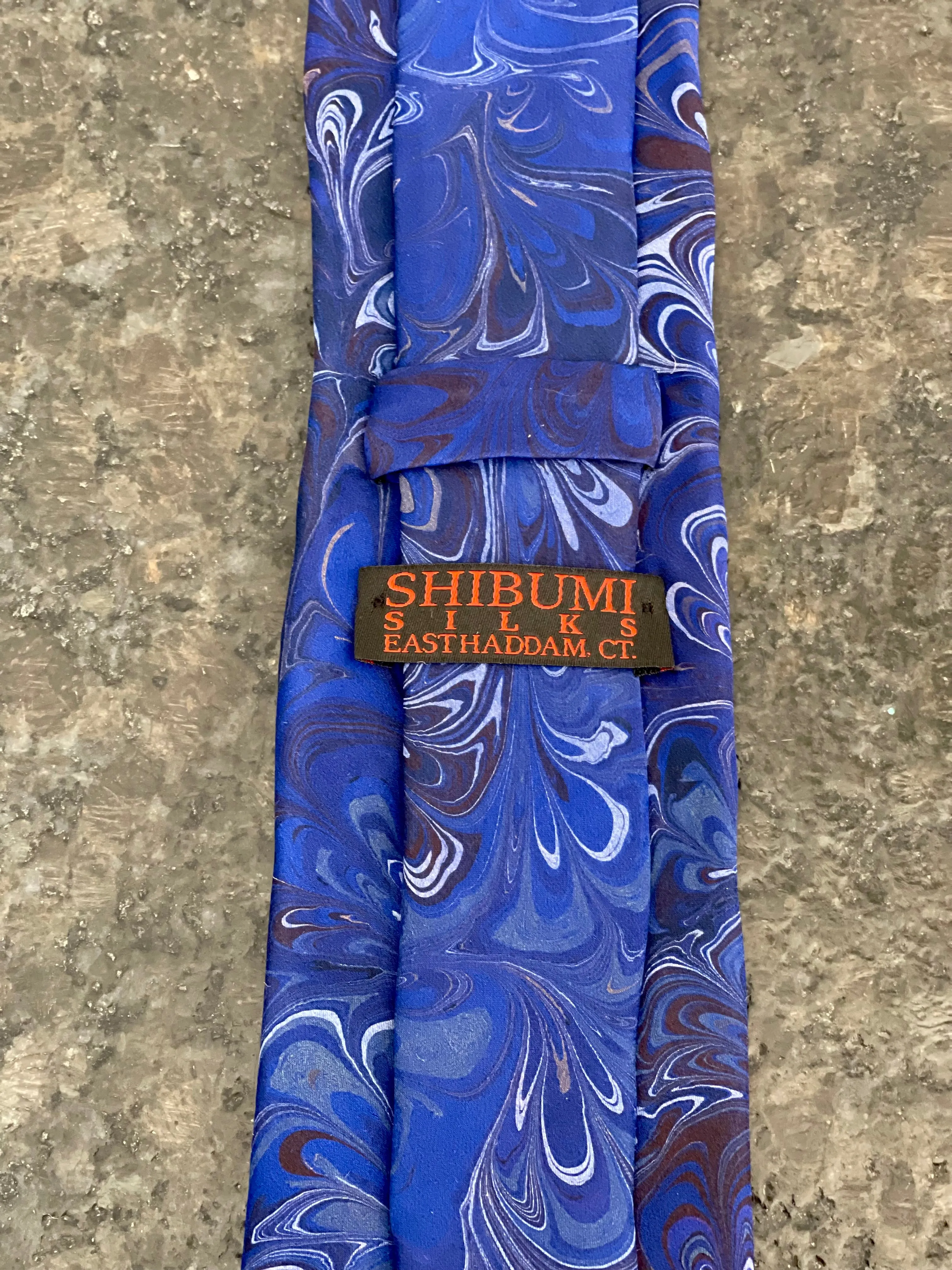 Royal Blue bouquet 3” Silk Tie  water marbled