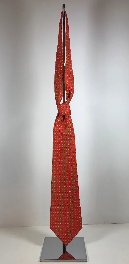 SALVATORE FERRAGAMO Orange Men's Silk Tie with Beach Ball Print
