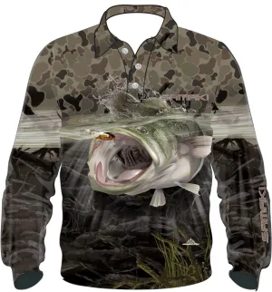 Samaki Camo Murray Cod Long Sleeve Performance Fishing Jersey Sun Protective Shirt Adult