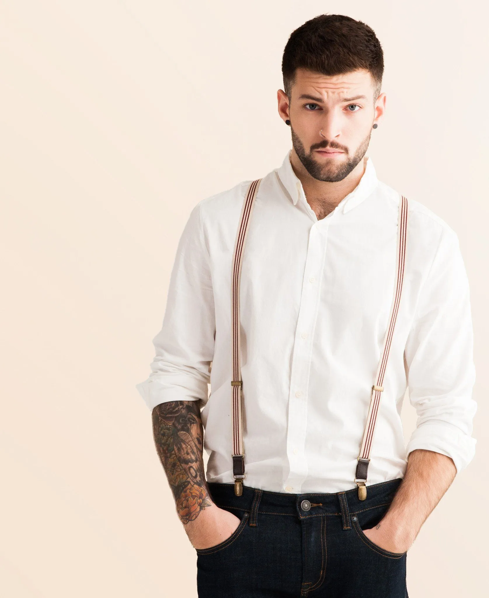 Sand and Fire - Burgundy & Khaki Suspenders
