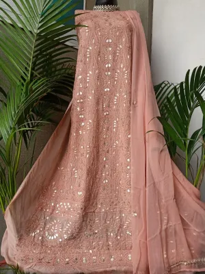 Sandalwood Fancy Chikankari Gota Patti Salwar Suit Material Unstitched