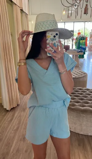 SE2621 Blue Gauze Pull On Short