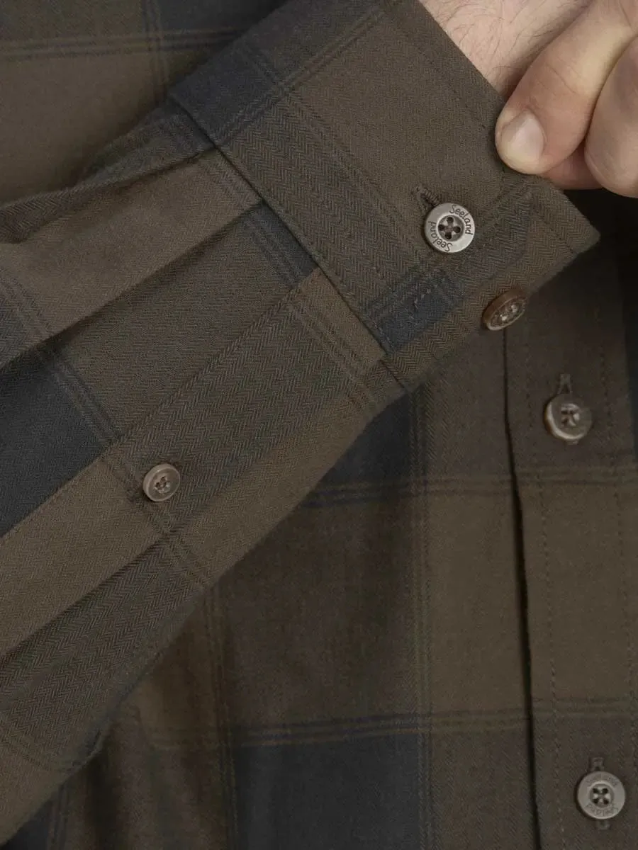 SEELAND Highseat Shirt - Mens 100% Cotton - Hunter Brown Check