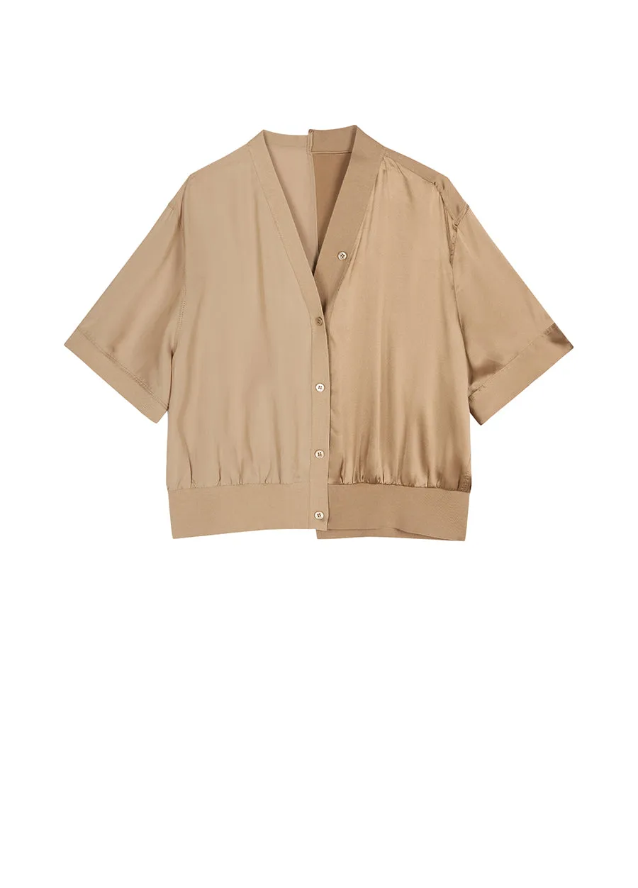 Shirt / JNBY Relaxed Viscose-silk Spliced Shirt