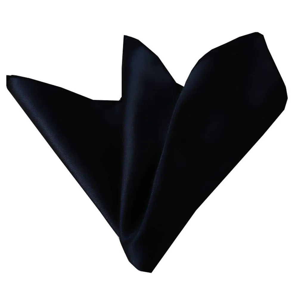 Solid Navy Blue Pocket Square for Men - Premium Silk Handkerchiefs for Suits