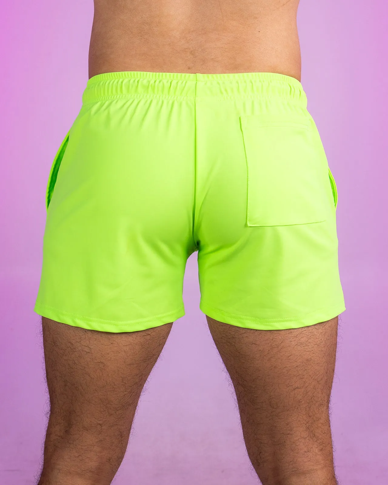 Solid Neon Green Drawstring Shorts