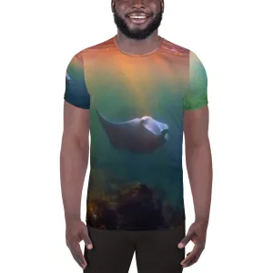 Sunset Mantas All-Over Print Men's Athletic T-shirt