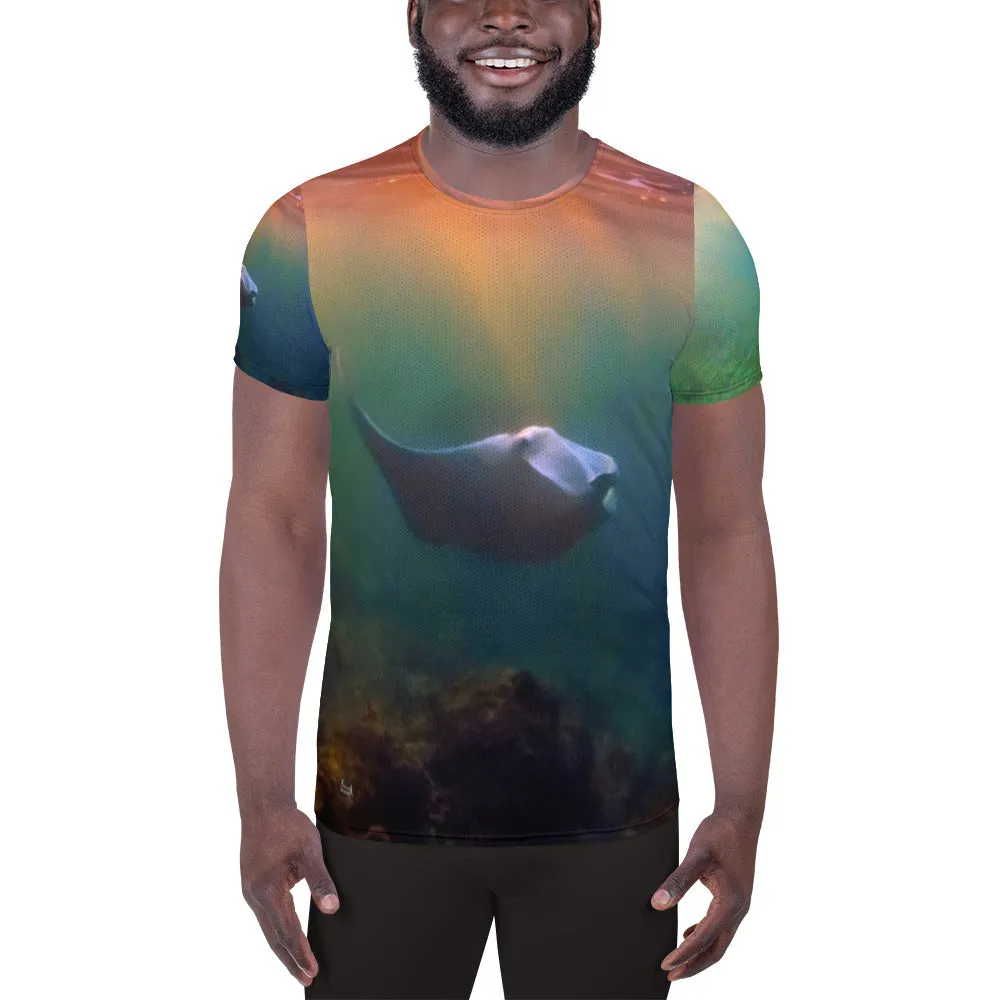 Sunset Mantas All-Over Print Men's Athletic T-shirt