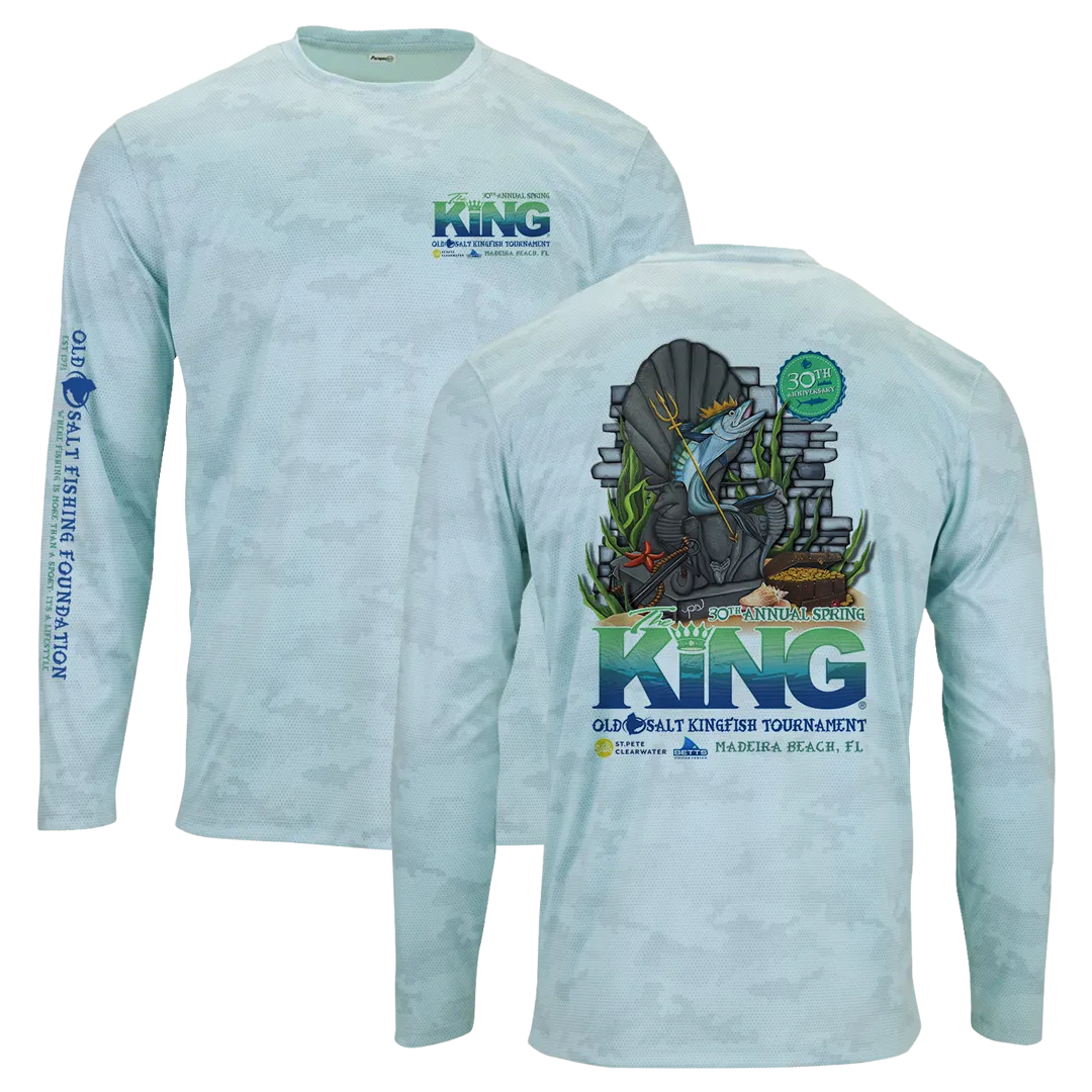 The KING - Spring 2023 - Men's Long Sleeve Performance Shirt - Aqua Camo