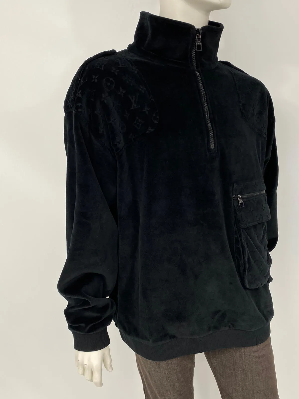 Velour Multi Pocket Half Zip Sweater
