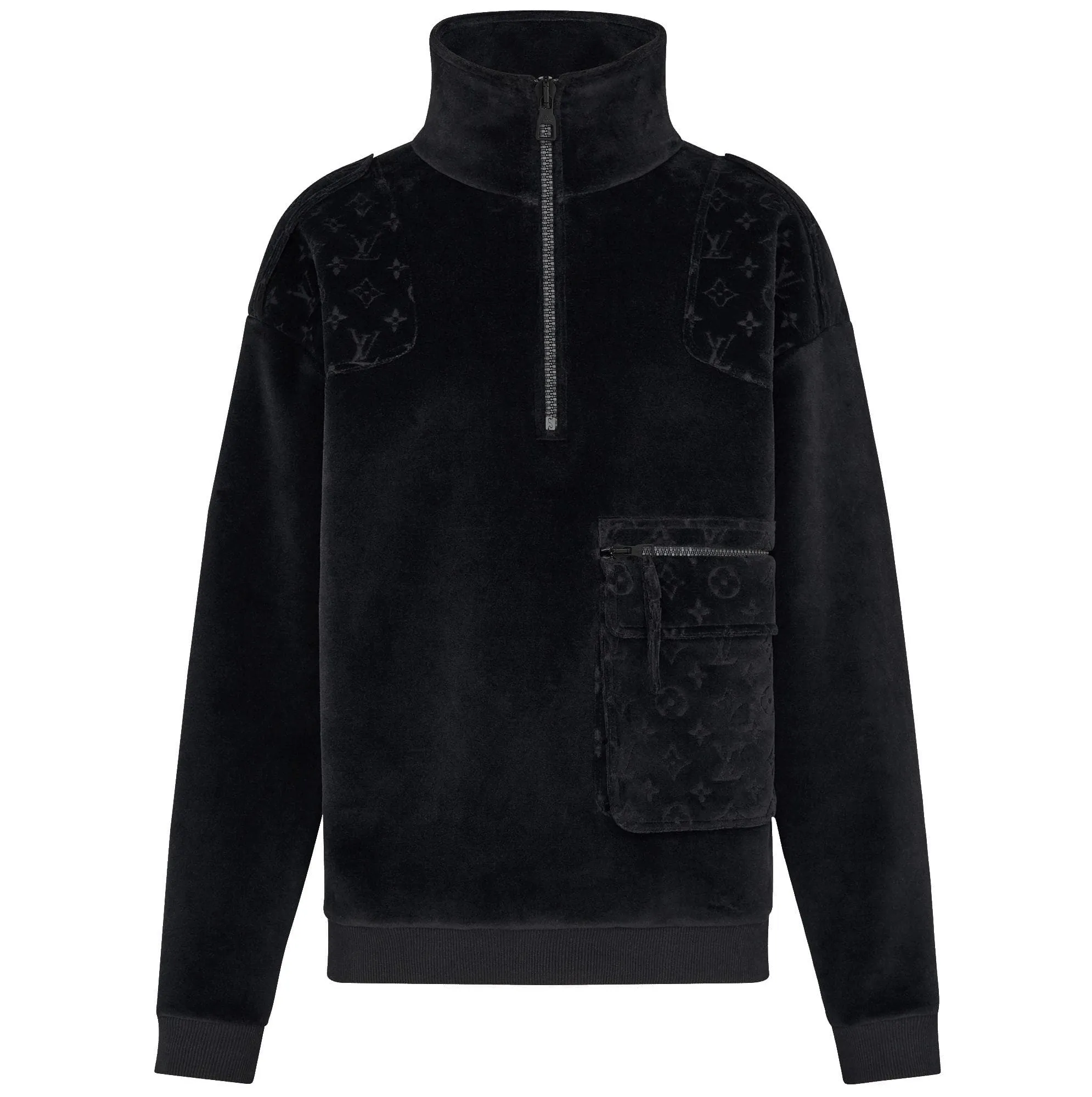 Velour Multi Pocket Half Zip Sweater