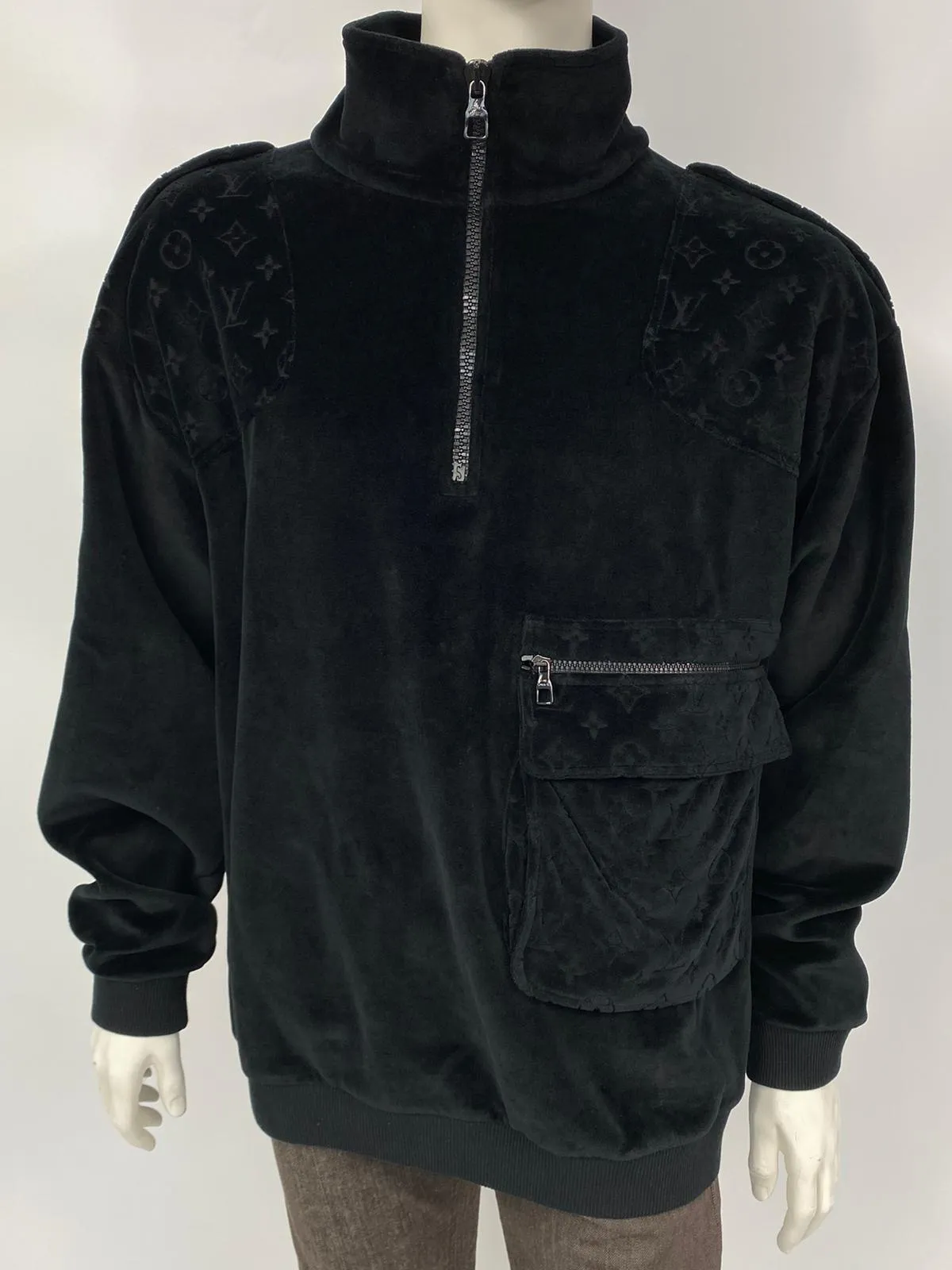 Velour Multi Pocket Half Zip Sweater