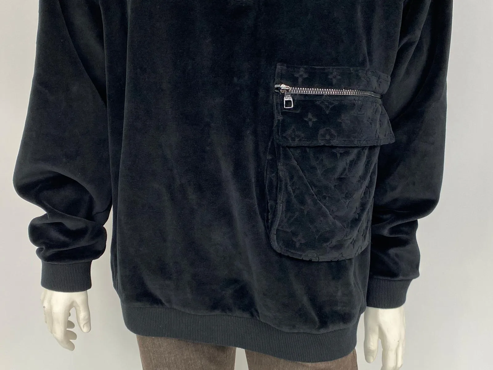 Velour Multi Pocket Half Zip Sweater