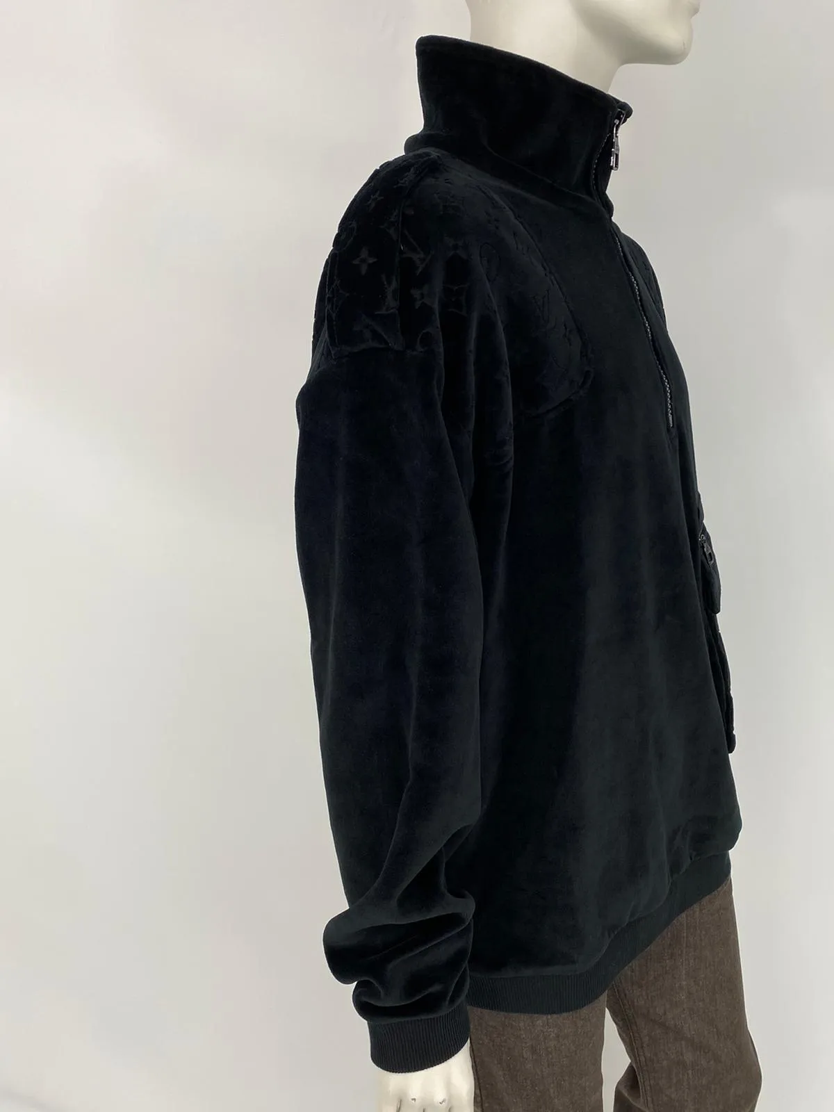 Velour Multi Pocket Half Zip Sweater
