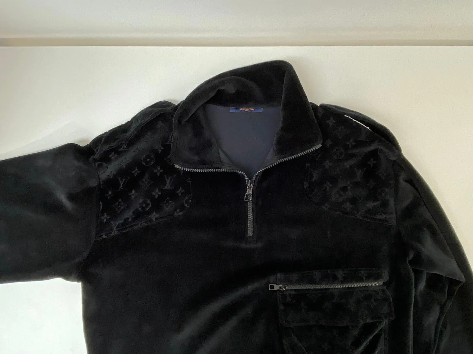 Velour Multi Pocket Half Zip Sweater