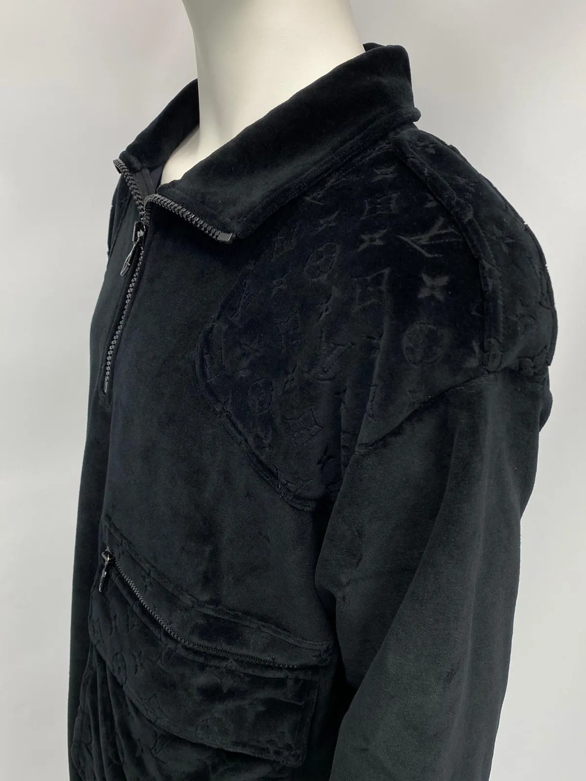 Velour Multi Pocket Half Zip Sweater
