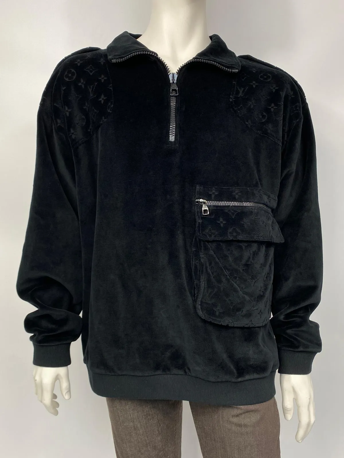 Velour Multi Pocket Half Zip Sweater