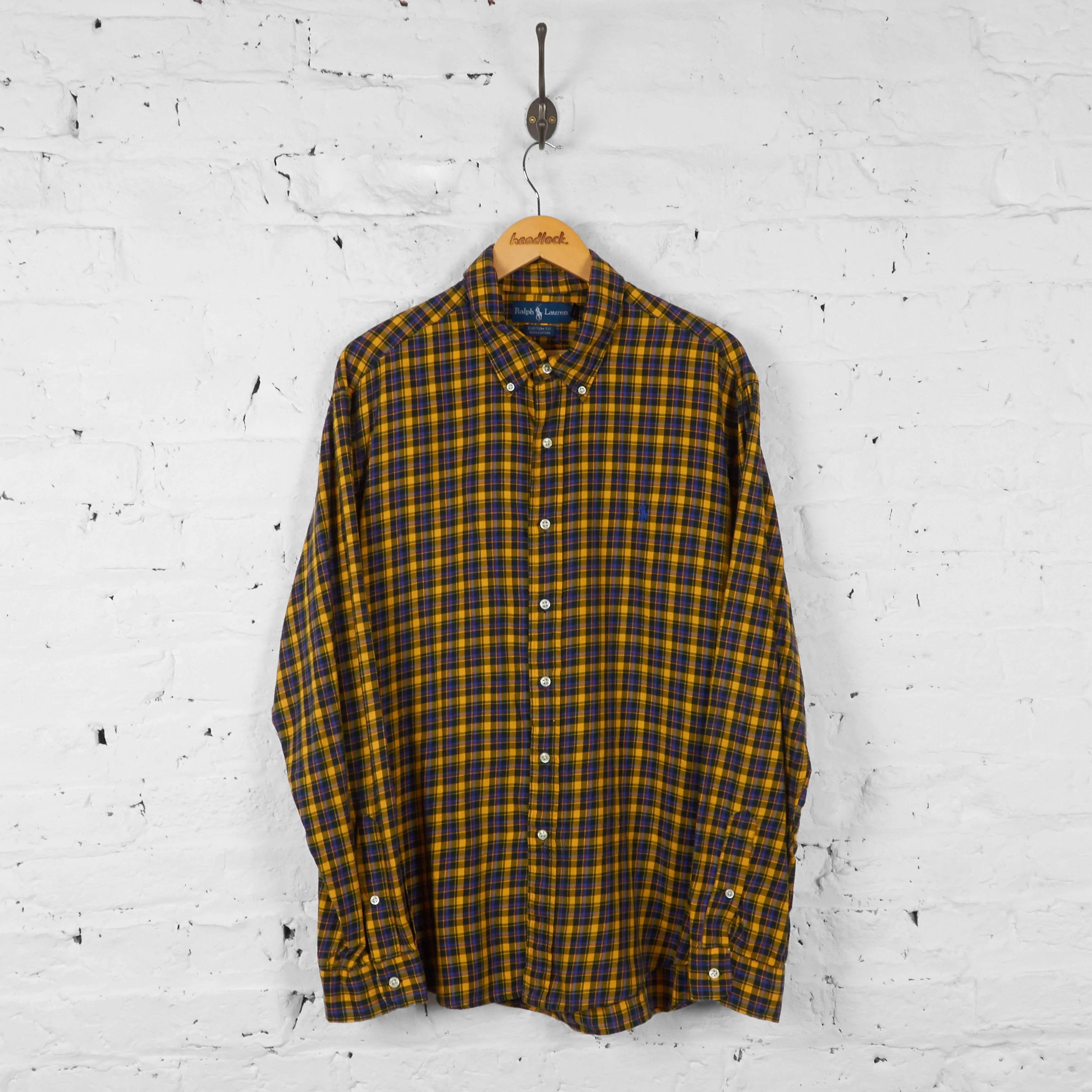 Vintage Checked Ralph Lauren Shirt - Yellow - XXL