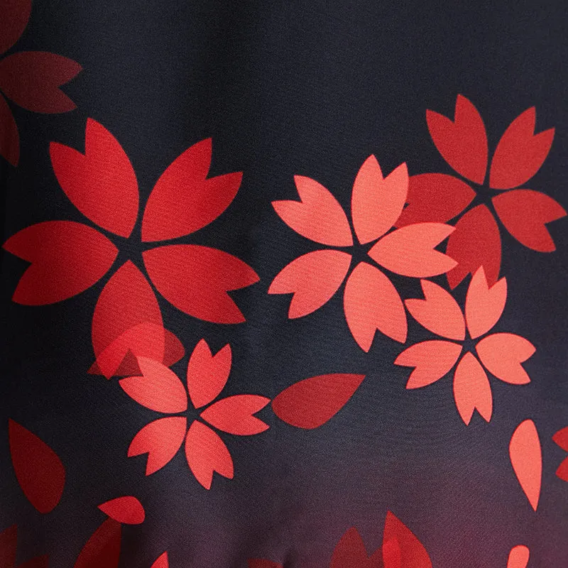 Vintage Fox Sakura Print Kimono Outerwear Sun Protective Cardigan UB7323