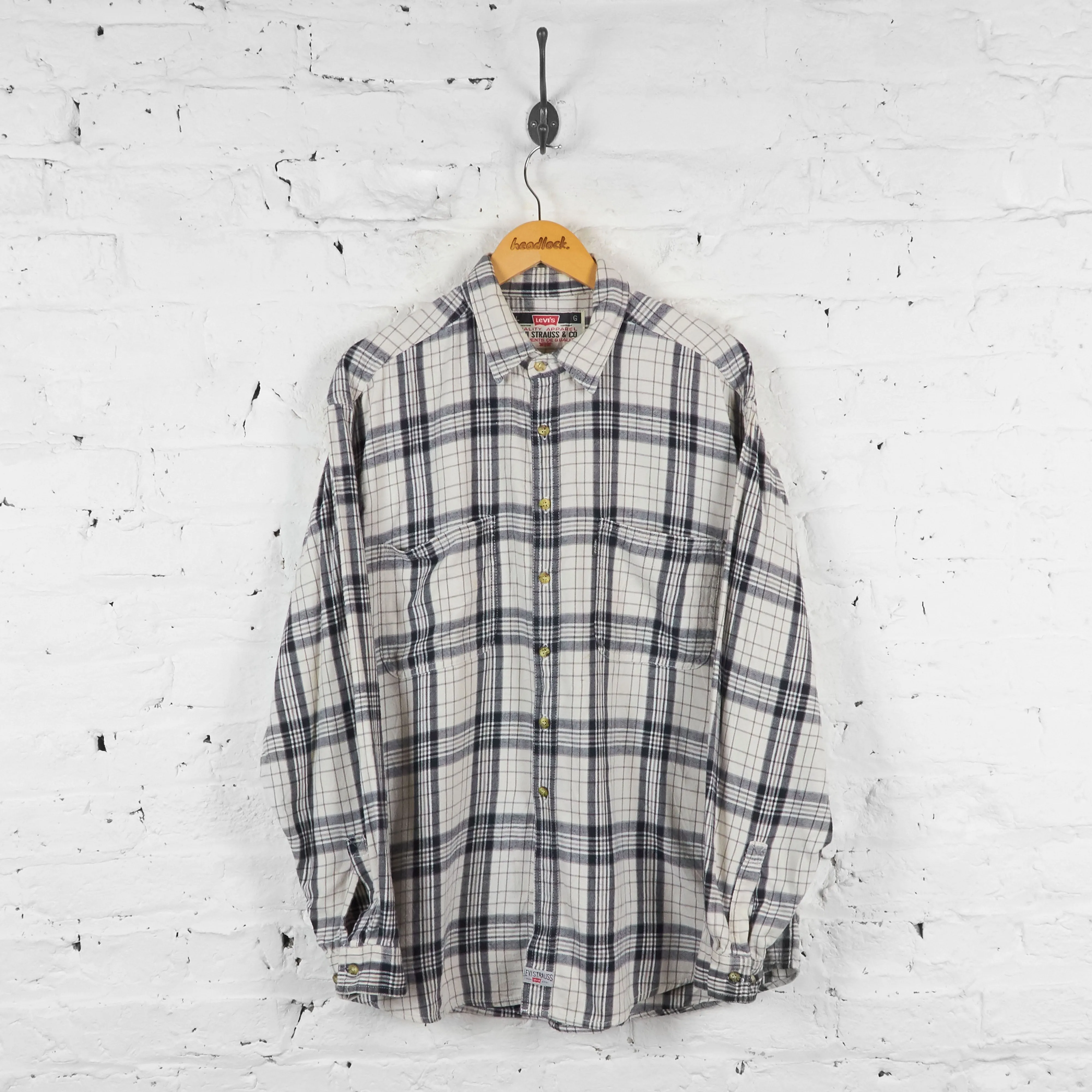 Vintage Levi's Checked Shirt - White/Black - L