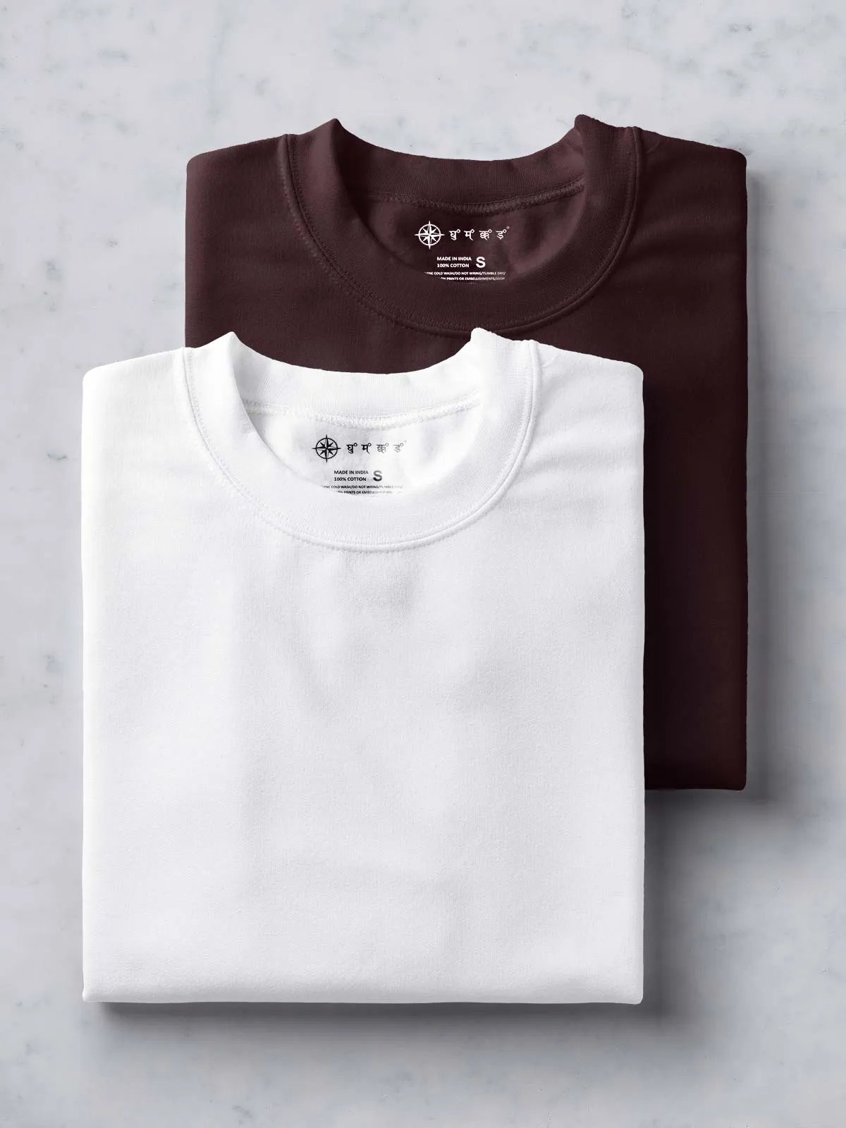 White & Coffee Brown T shirt Combo