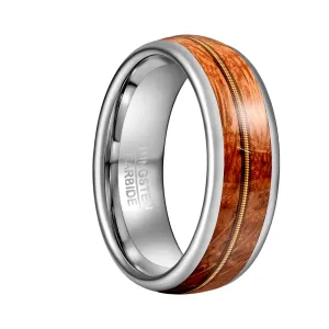 Wood & Guitar String Tungsten Men's Wedding Band